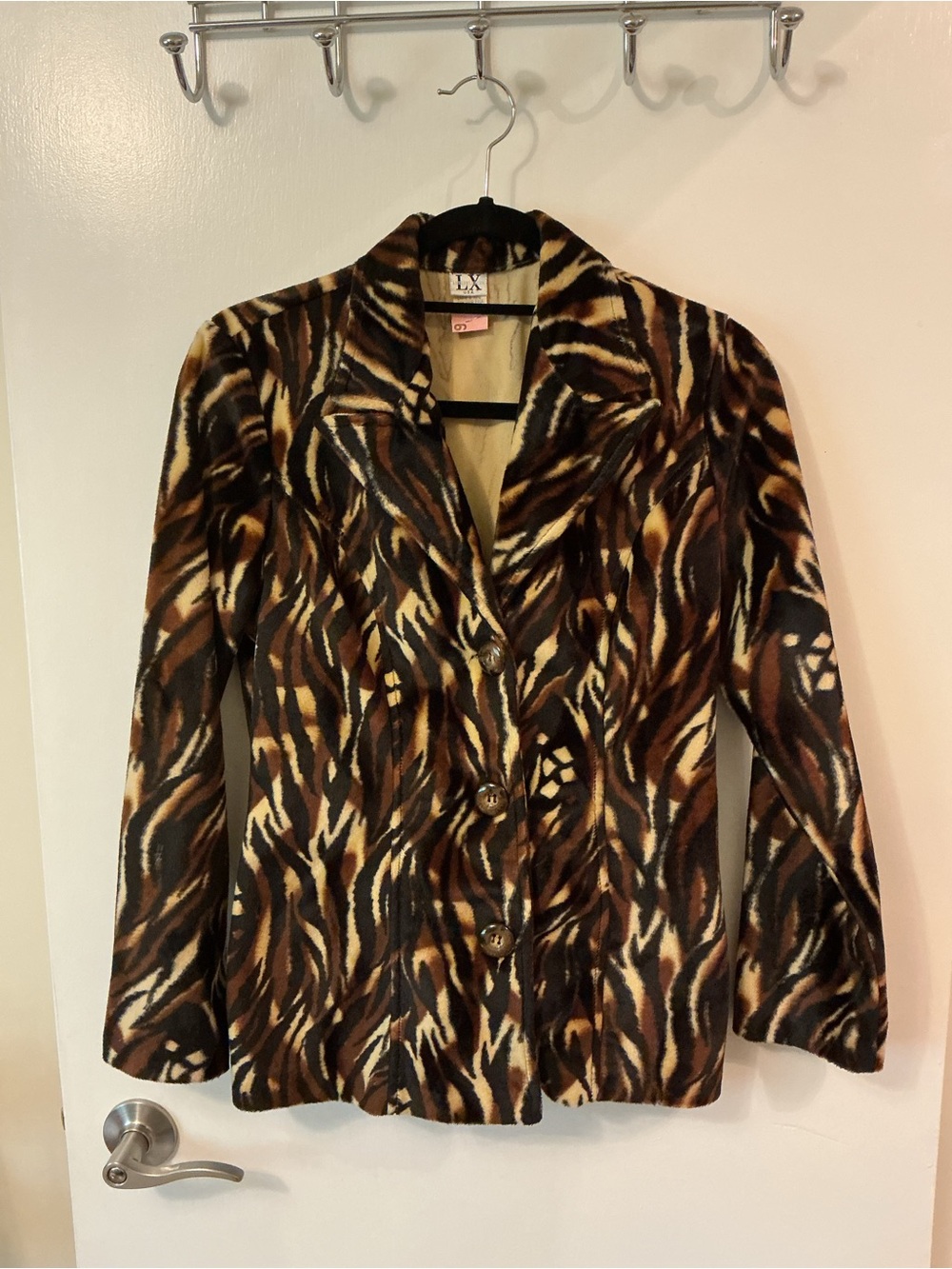 Lux Brown & Cream Animal-Print Blazer